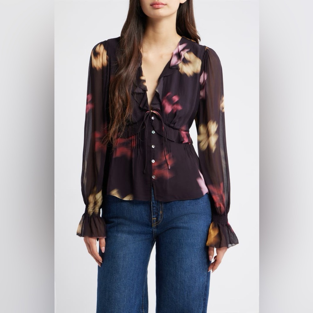 Rails‎ Alixa Floral Ruffle Button-Up Shirt size M